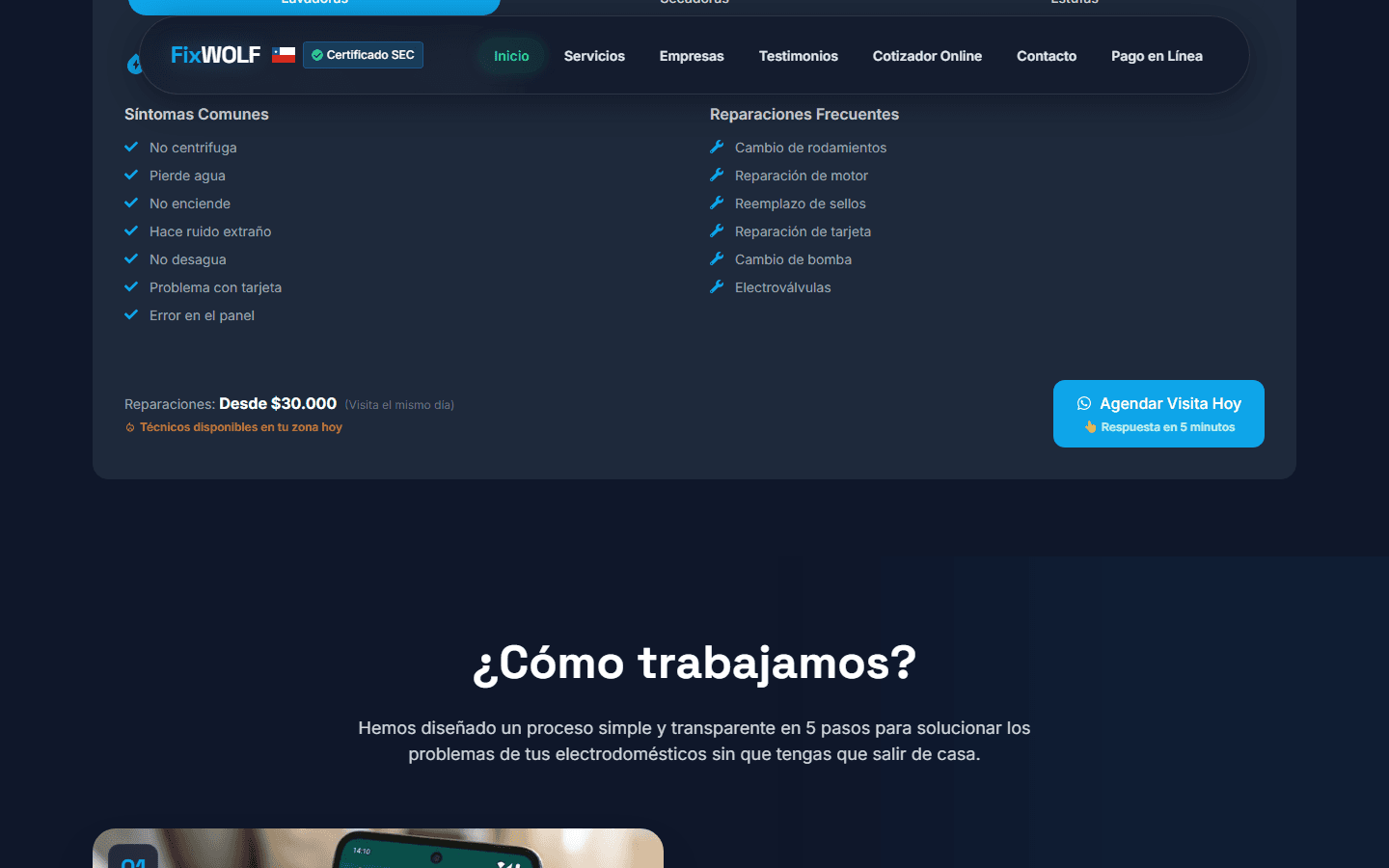 Sección de servicios